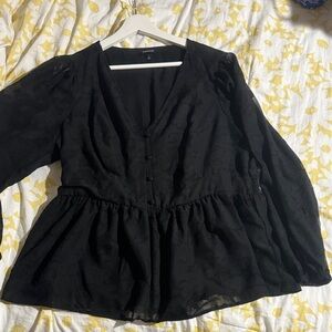 Torrid Black V-Neck Blouse